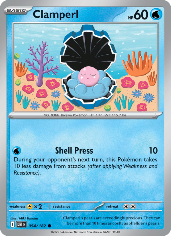 Clamperl (054/182) Reverse Holo card image