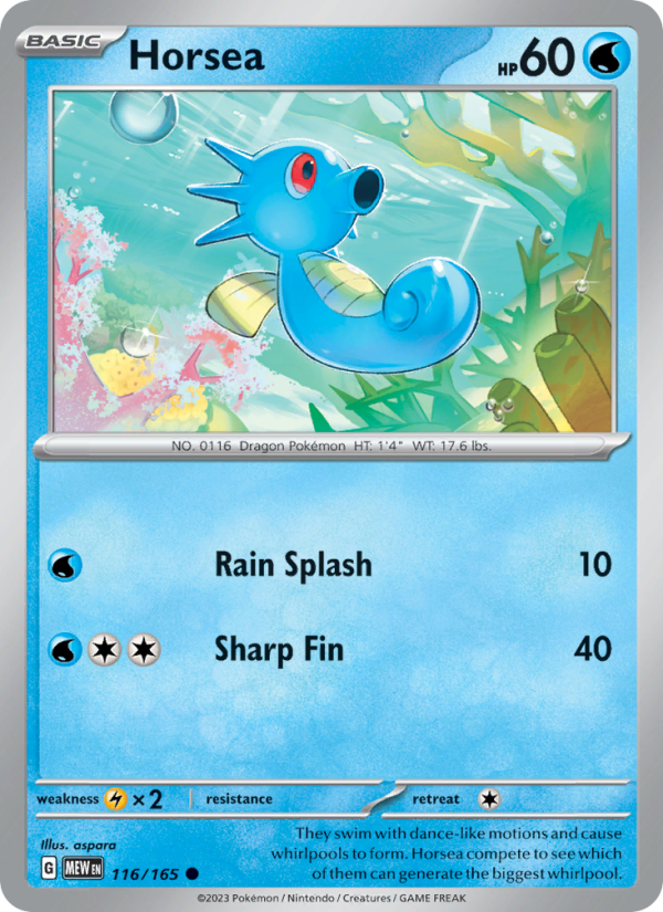 Horsea (116/165) Reverse Holo card image