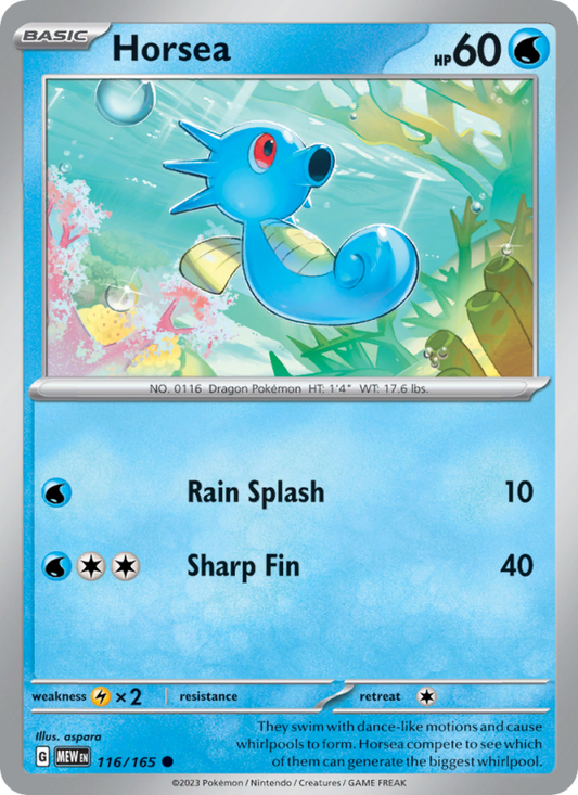 Horsea (116/165) Reverse Holo card image