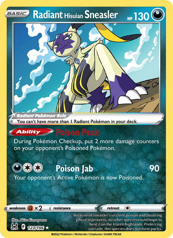 Radiant Hisuian Sneasler (123/196) Holographic card image