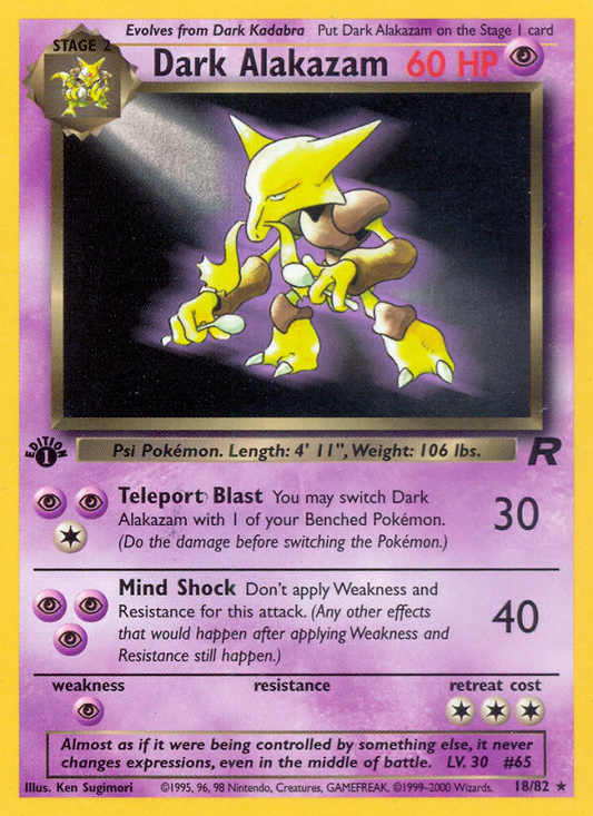 Dark Alakazam (018/82) Reverse Holo card image