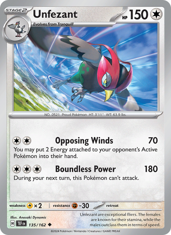 Unfezant (135/162) Reverse Holo card image