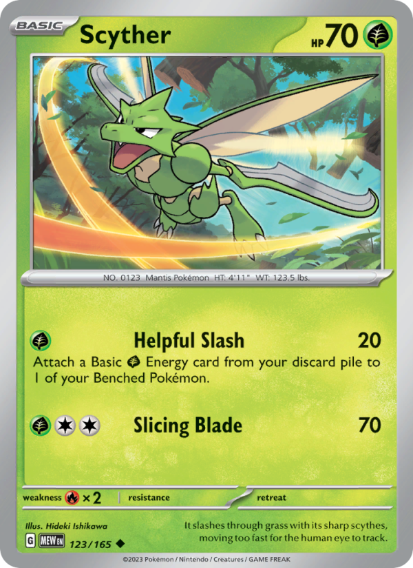 Scyther (123/165) Reverse Holo card image