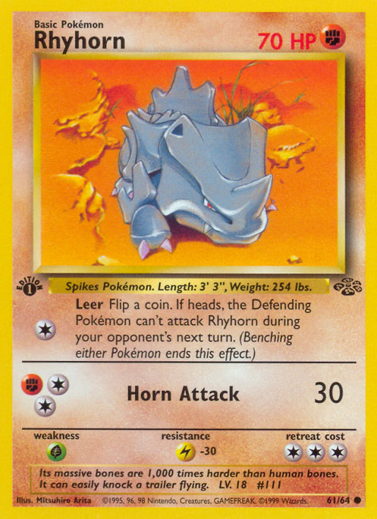 Rhyhorn (061/64) Reverse Holo card image