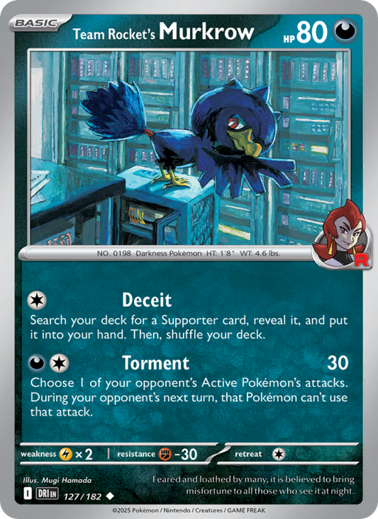 Team Rocket's Murkrow (127/182) Reverse Holo card image