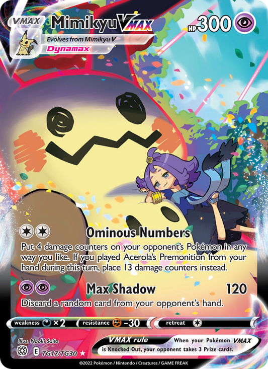 Mimikyu VMAX (TG17/172) Holographic card image