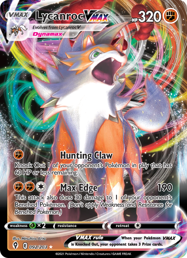 Lycanroc VMAX (092/203) Holographic card image