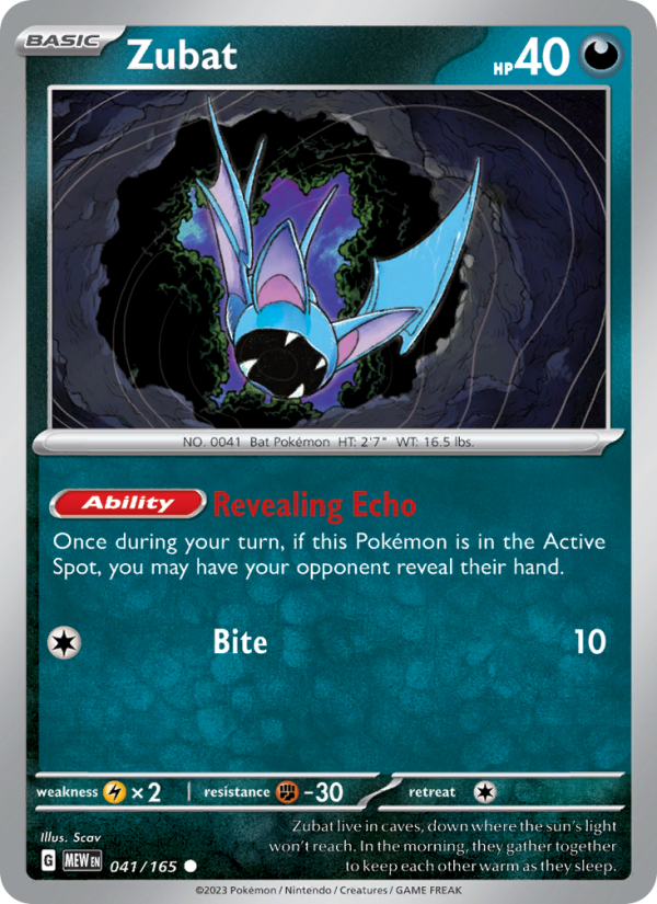 Zubat (041/165) Reverse Holo card image