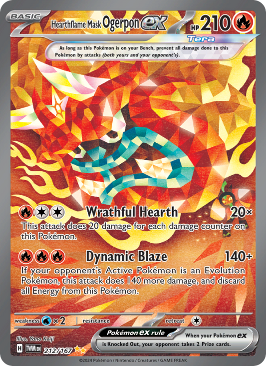 Hearthflame Mask Ogerpon ex (212/167) Holographic card image