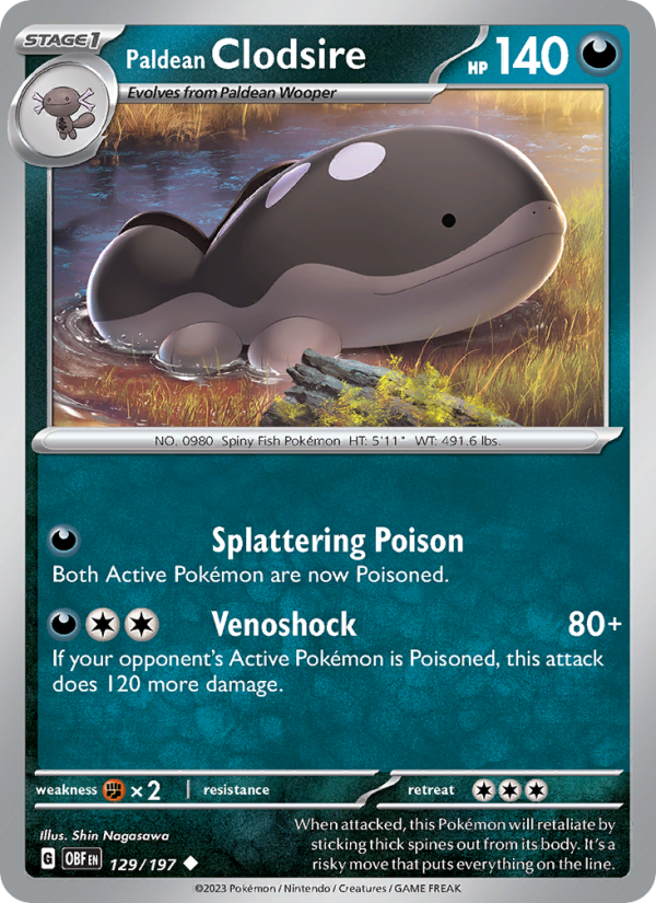 Paldean Clodsire (129/197) Reverse Holo card image
