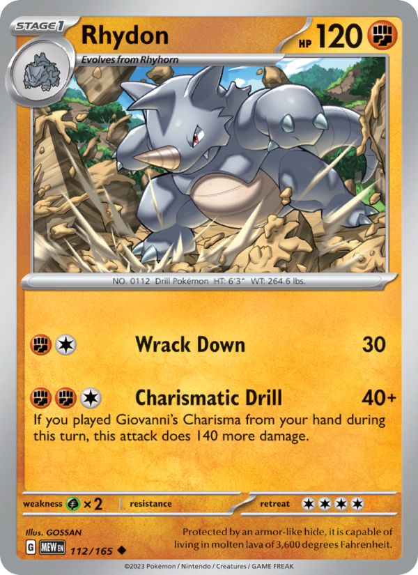 Rhydon (112/165) Reverse Holo card image