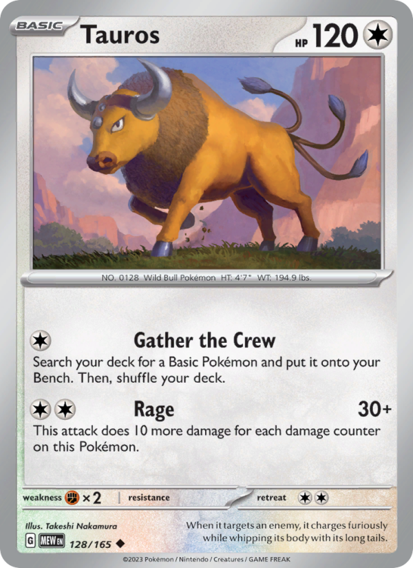Tauros (128/165) Reverse Holo card image