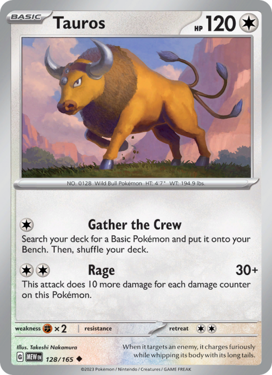 Tauros (128/165) Reverse Holo card image