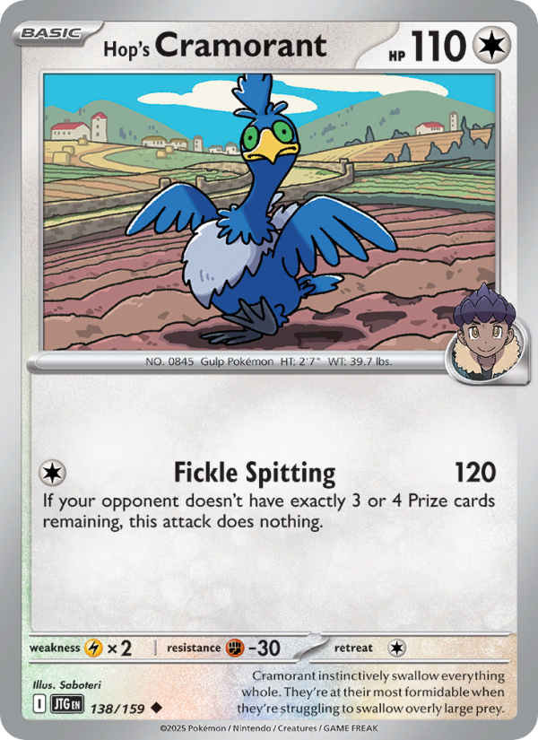 Hop's Cramorant (138/159) Reverse Holo card image