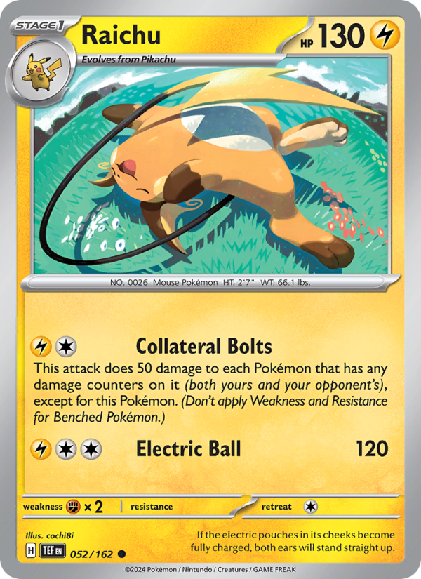 Raichu (052/162) Reverse Holo card image