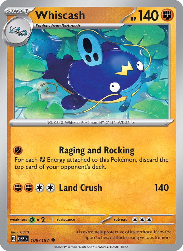 Whiscash (109/197) Reverse Holo card image