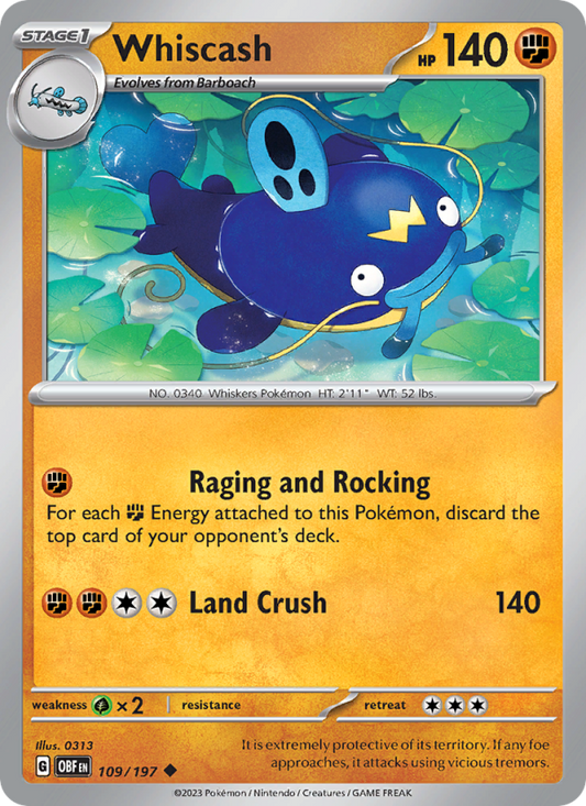 Whiscash (109/197) Reverse Holo card image