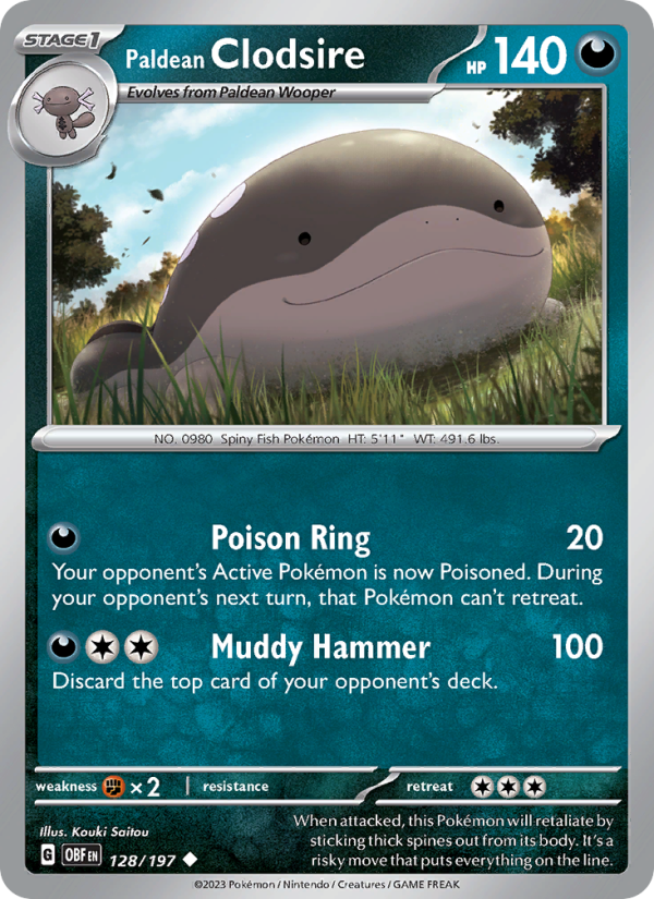 Paldean Clodsire (128/197) Reverse Holo card image
