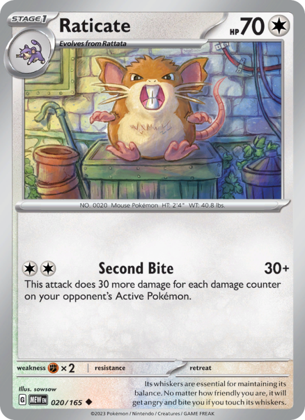 Raticate (020/165) Reverse Holo card image