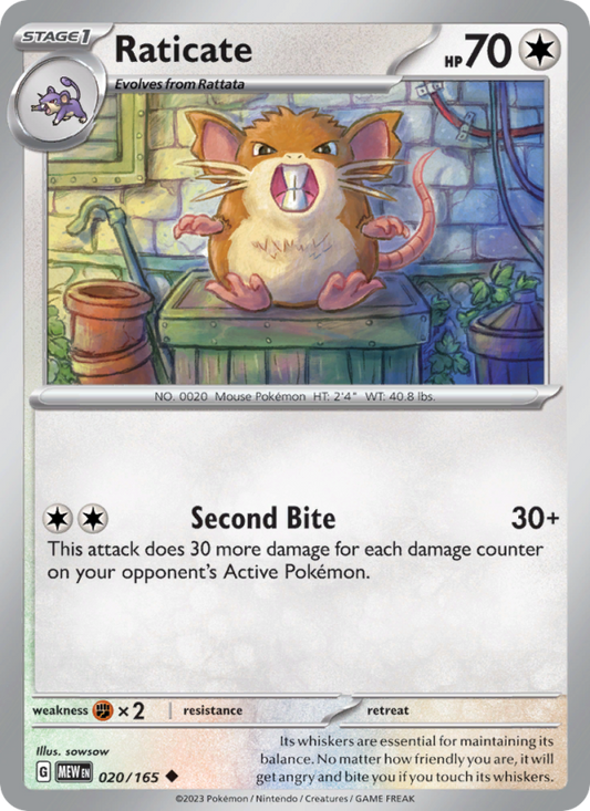 Raticate (020/165) Reverse Holo card image