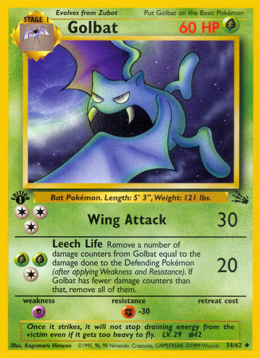 Golbat (034/62) Reverse Holo card image