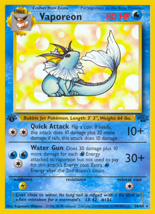Vaporeon (028/64) Reverse Holo card image