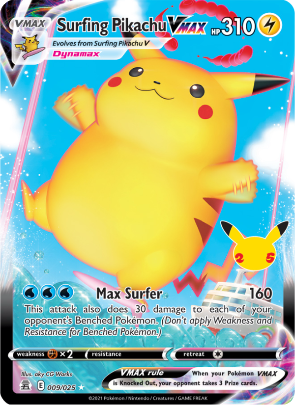 Surfing Pikachu VMAX (009/25) Holographic card image