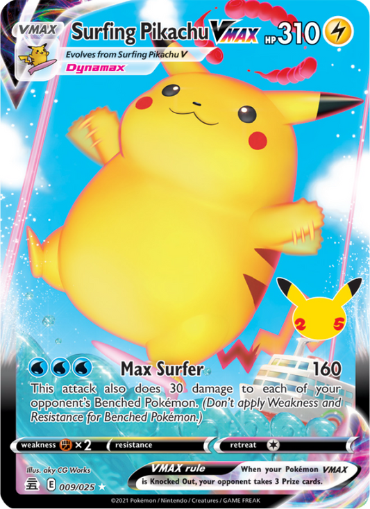 Surfing Pikachu VMAX (009/25) Holographic card image