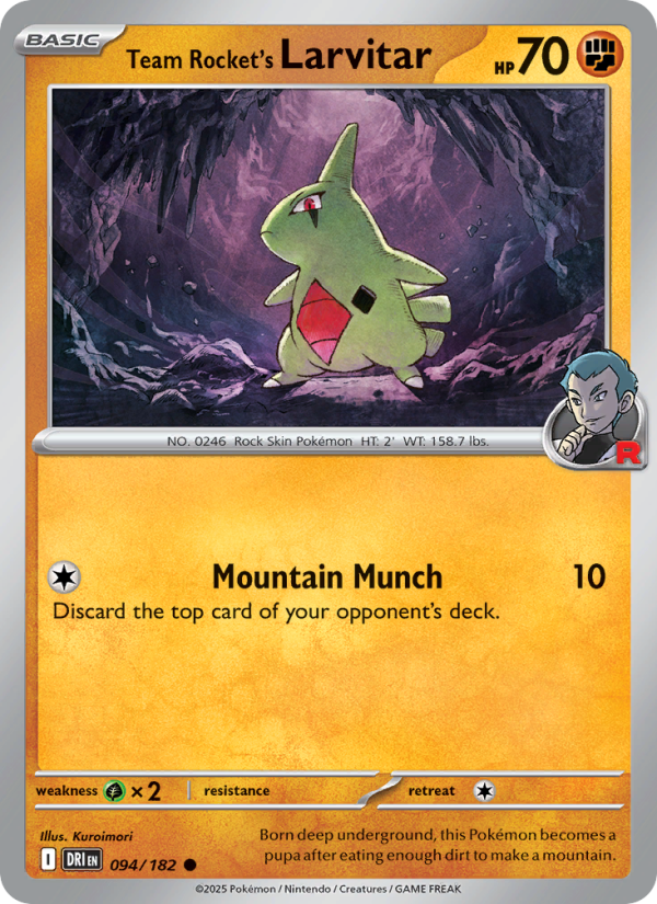 Team Rocket's Larvitar (094/182) Reverse Holo card image