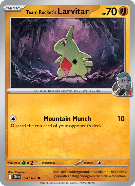 Team Rocket's Larvitar (094/182) Reverse Holo card image