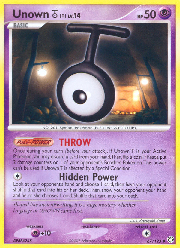 Unown T (067/122) Reverse Holo card image