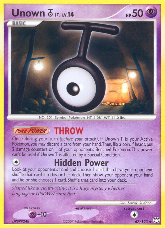 Unown T (067/122) Reverse Holo card image