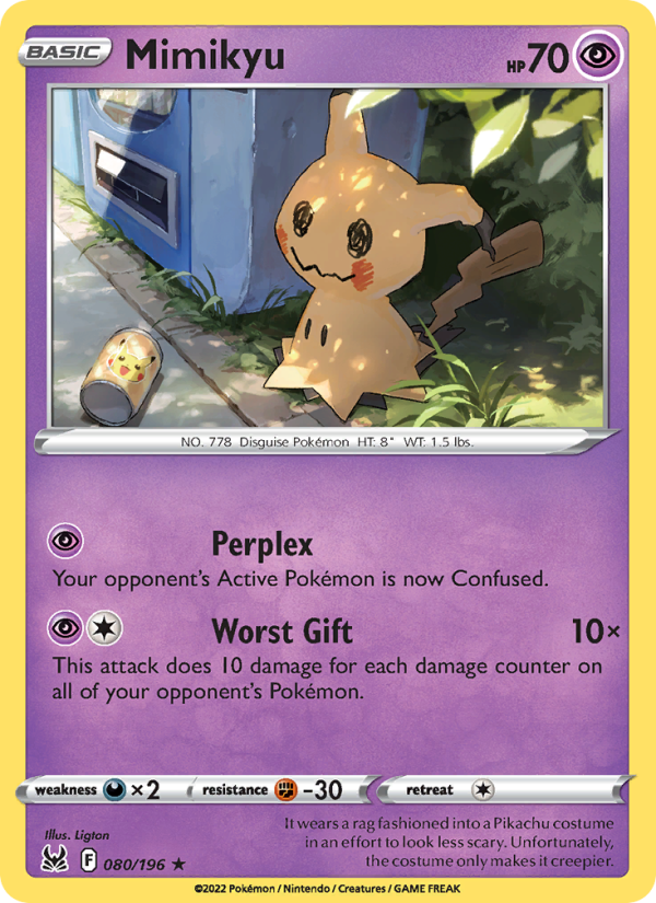 Mimikyu (080/196) Reverse Holo card image