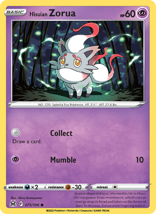 Hisuian Zorua (075/196) Reverse Holo card image
