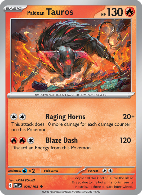 Paldean Tauros (028/193) Reverse Holo card image