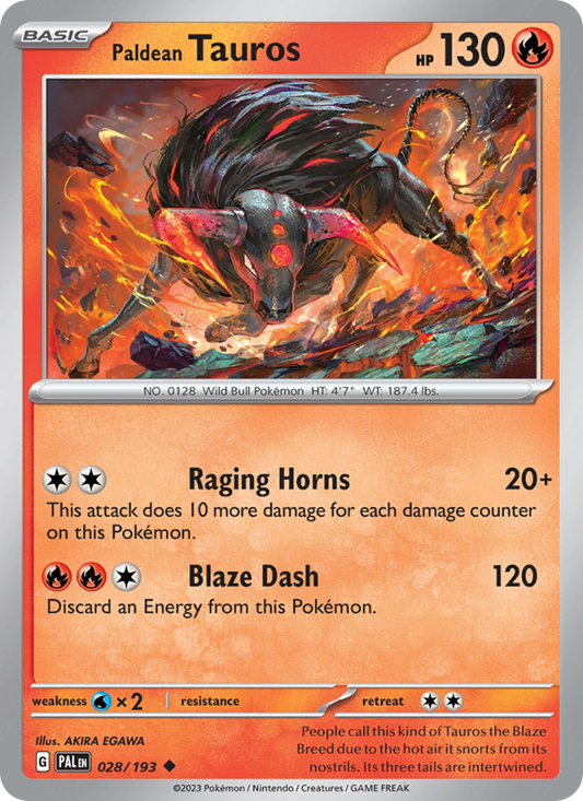 Paldean Tauros (028/193) Reverse Holo card image