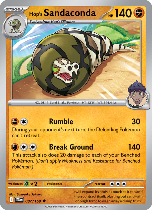 Hop's Sandaconda (087/159) Reverse Holo card image