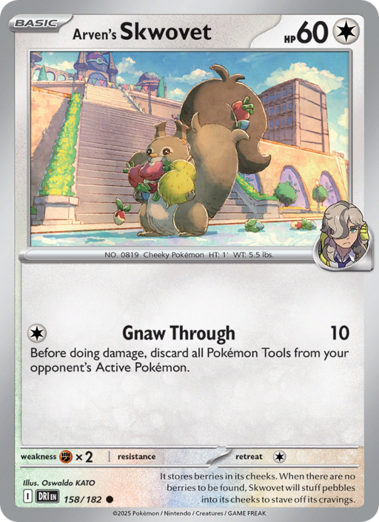 Arven's Skwovet (158/182) Reverse Holo card image