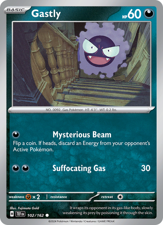 Gastly (102/162) Reverse Holo card image