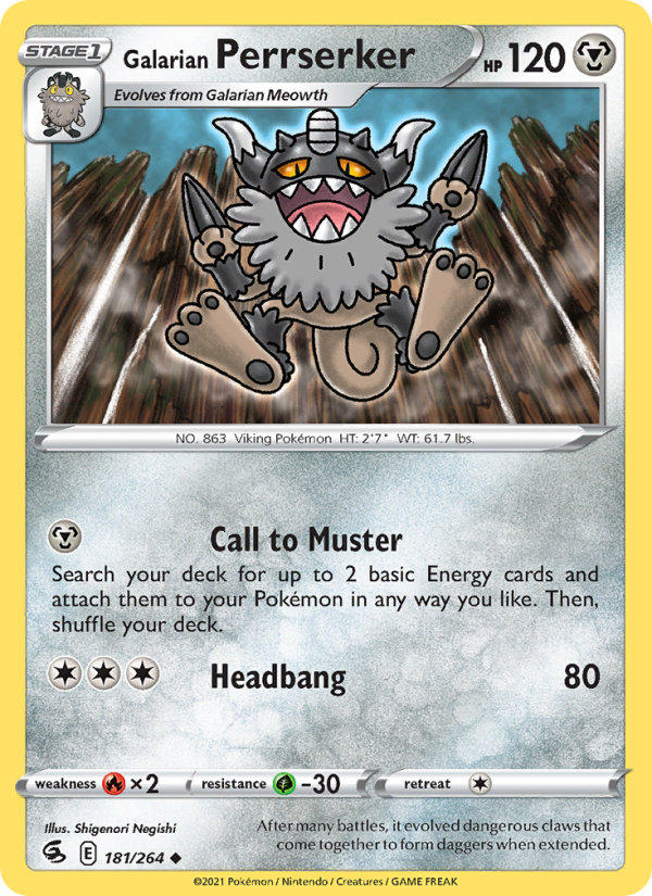 Galarian Perrserker (181/264) Reverse Holo card image