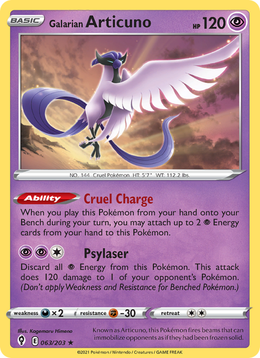 Galarian Articuno (063/203) Reverse Holo card image