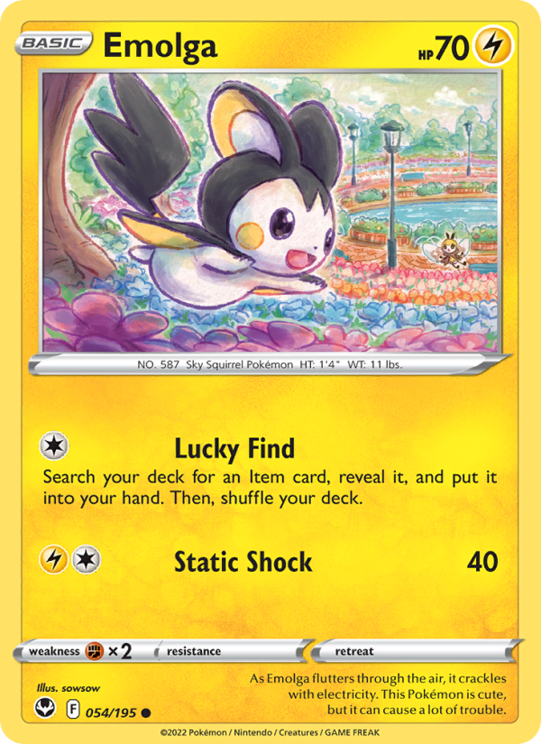 Emolga (054/195) Reverse Holo card image