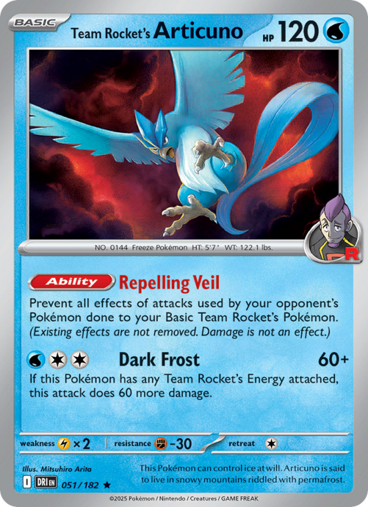 Team Rocket's Articuno (051/182) Reverse Holo card image