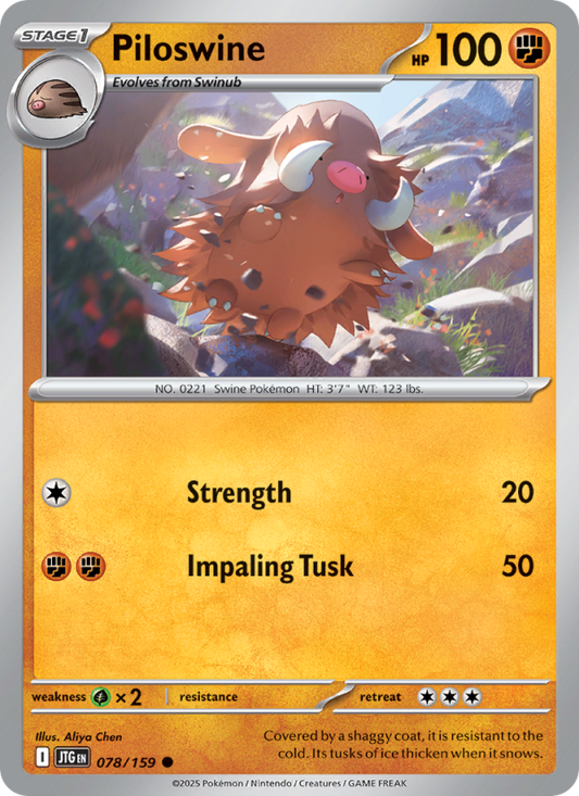 Piloswine (078/159) Reverse Holo card image
