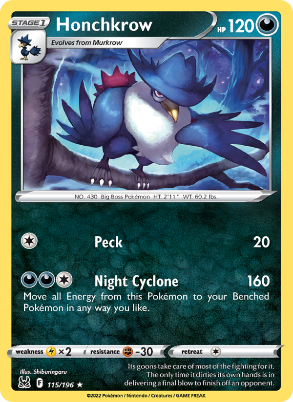 Honchkrow (115/196) Reverse Holo card image