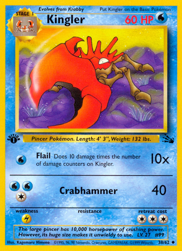 Kingler (038/62) Reverse Holo card image