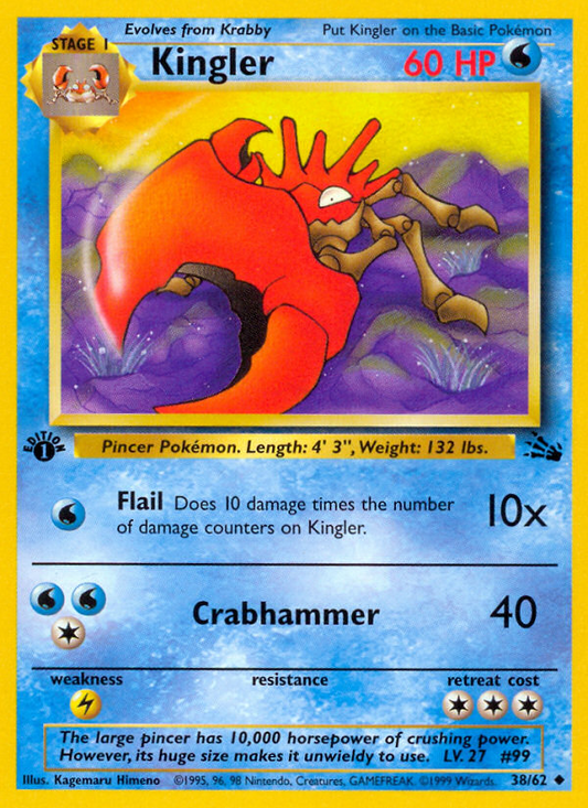 Kingler (038/62) Reverse Holo card image
