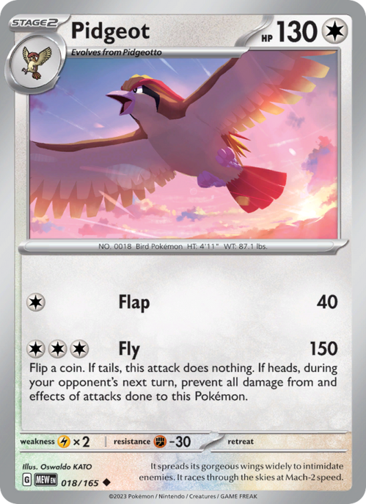 Pidgeot (018/165) Reverse Holo card image