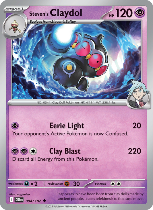 Steven's Claydol (084/182) Reverse Holo card image