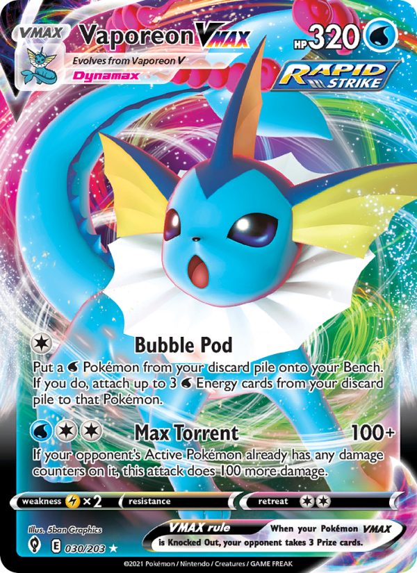 Vaporeon VMAX (030/203) Holographic card image